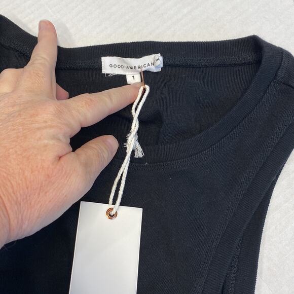 GOOD AMERICAN - Ruched Mini Tank Dress 
IN BLACK WOMENS size 1 (small) (b19) - Picture 4 of 4